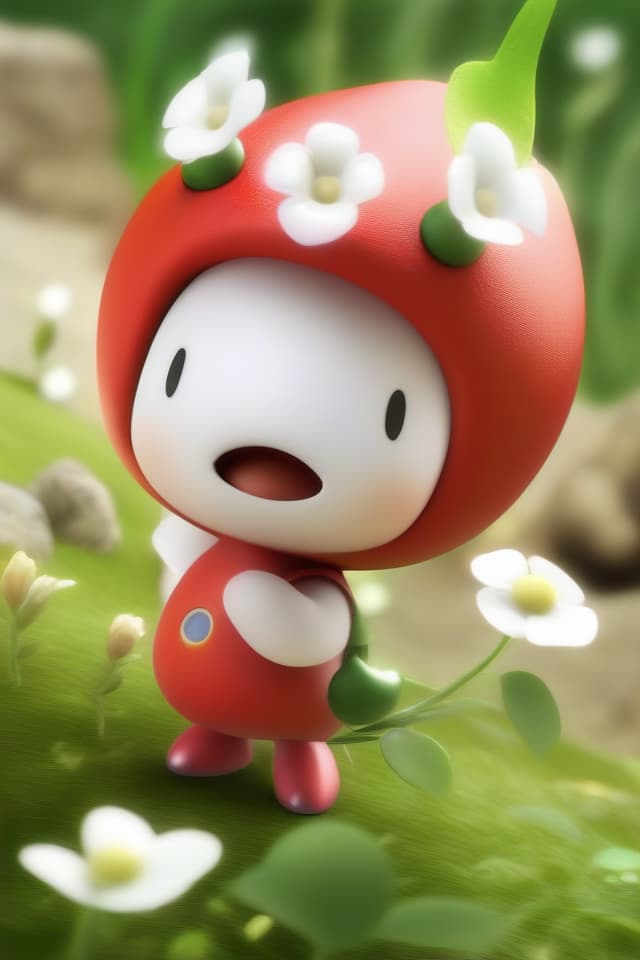  Best masterpieces, Pikmin, Nintendo games, very cute, small creatures, red body, white flowers, nose sharp