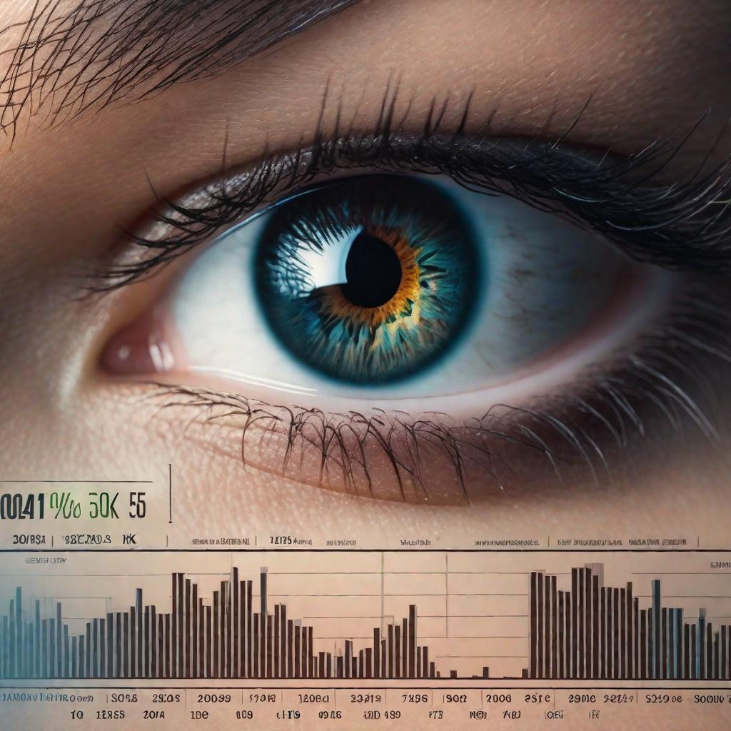  eye close up with bar chart in the center hyperrealistic, full body, detailed clothing, highly detailed, cinematic lighting, stunningly beautiful, intricate, sharp focus, f/1. 8, 85mm, (centered image composition), (professionally color graded), ((bright soft diffused light)), volumetric fog, trending on instagram, trending on tumblr, HDR 4K, 8K