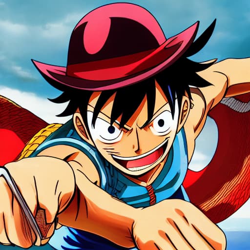  Monkey D LUFFY holding a subscribe button Apply the Following Styles Electrifying Art hyperrealistic, full body, detailed clothing, highly detailed, cinematic lighting, stunningly beautiful, intricate, sharp focus, f/1. 8, 85mm, (centered image composition), (professionally color graded), ((bright soft diffused light)), volumetric fog, trending on instagram, trending on tumblr, HDR 4K, 8K