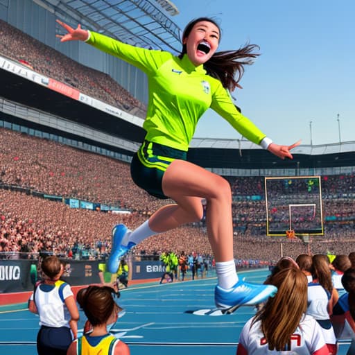  Zoom in to show an intense sporting event, with crowds and enthusiasm in the audience. Athletes run, jump and shoot passionately, and there is joy and energy on and off the field.