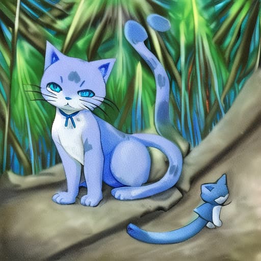  Blue little cat in the jungle