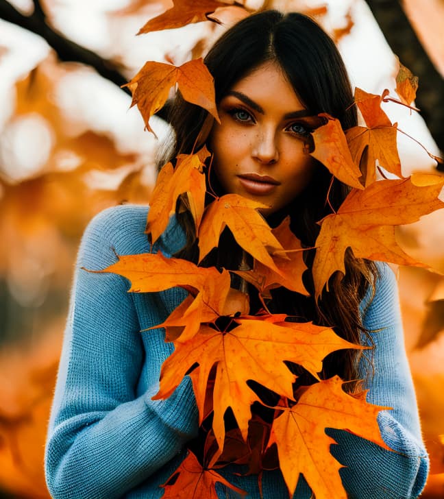 portrait+ style Eyes sparkled with the vibrant colors of autumn leaves