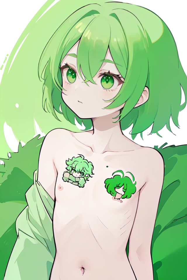  Beautiful collarbone and ribs of green hair characters, stupid fuss