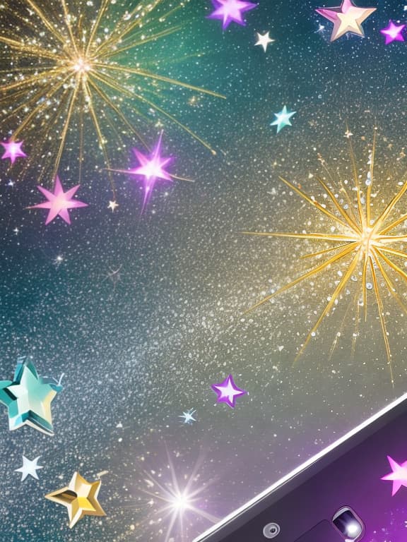  Sparkling star wallpaper with gems and pretty musical notes