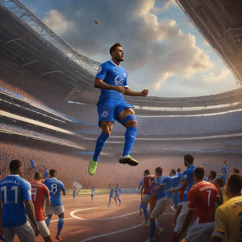  Estadio de futbol de cruz azul , realistic, portrait, art by donato giancola and greg rutkowski, realistic face, digital art, trending on artstation hyperrealistic, full body, detailed clothing, highly detailed, cinematic lighting, stunningly beautiful, intricate, sharp focus, f/1. 8, 85mm, (centered image composition), (professionally color graded), ((bright soft diffused light)), volumetric fog, trending on instagram, trending on tumblr, HDR 4K, 8K