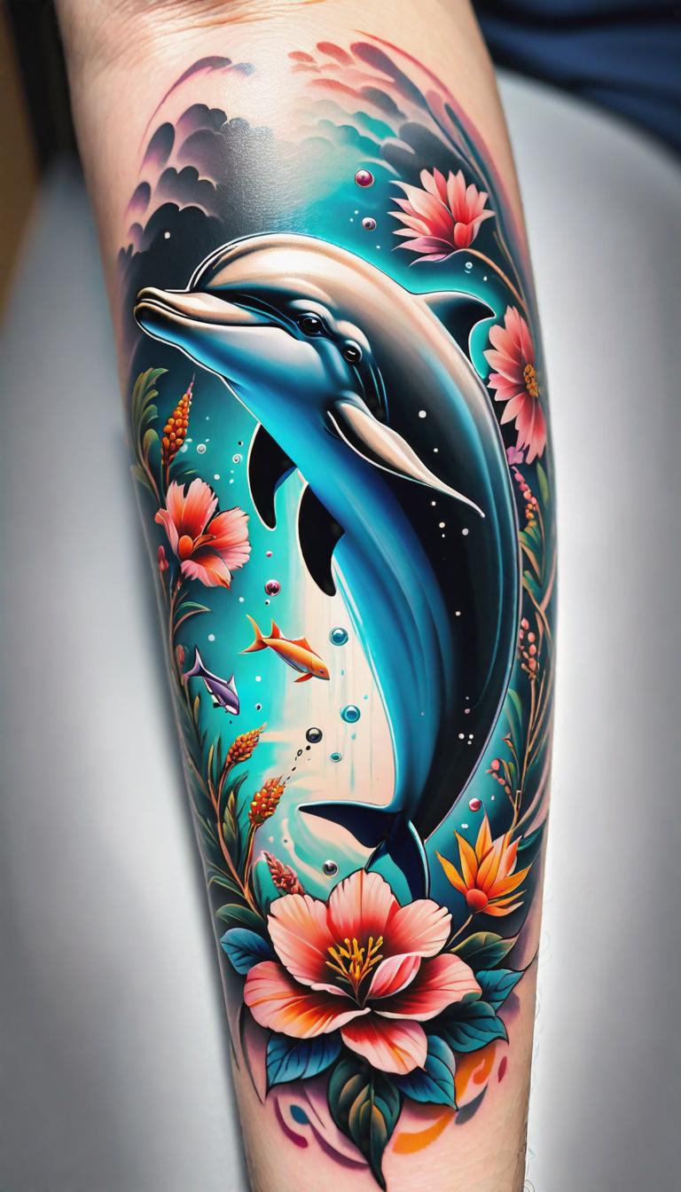  Minimalist tattoo style depiction of Get well dolphin, using simple and powerful black or grey lines on a light, solid color background. hyperrealistic, full body, detailed clothing, highly detailed, cinematic lighting, stunningly beautiful, intricate, sharp focus, f/1. 8, 85mm, (centered image composition), (professionally color graded), ((bright soft diffused light)), volumetric fog, trending on instagram, trending on tumblr, HDR 4K, 8K