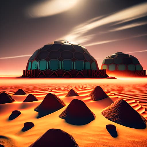 estilovintedois Create an image of a bustling Martian colony set in the year 2045. The colony consists of interconnected dome structures and modular habitats designed to support human life. In the foreground, a diverse team of astronauts—scientists, engineers, and explorers—are actively working, showcasing their efforts in agriculture, infrastructure, and scientific research. The background features the rugged, red Martian landscape with a dramatic sunset casting a golden glow over the scene. In the center of the colony, a plaque is being unveiled, dedicated to the spirit of exploration. The scene should reflect hope, ingenuity, and the pioneering spirit of humanity's first steps on Mars. hyperrealistic, full body, detailed clothing, highly detailed, cinematic lighting, stunningly beautiful, intricate, sharp focus, f/1. 8, 85mm, (centered image composition), (professionally color graded), ((bright soft diffused light)), volumetric fog, trending on instagram, trending on tumblr, HDR 4K, 8K