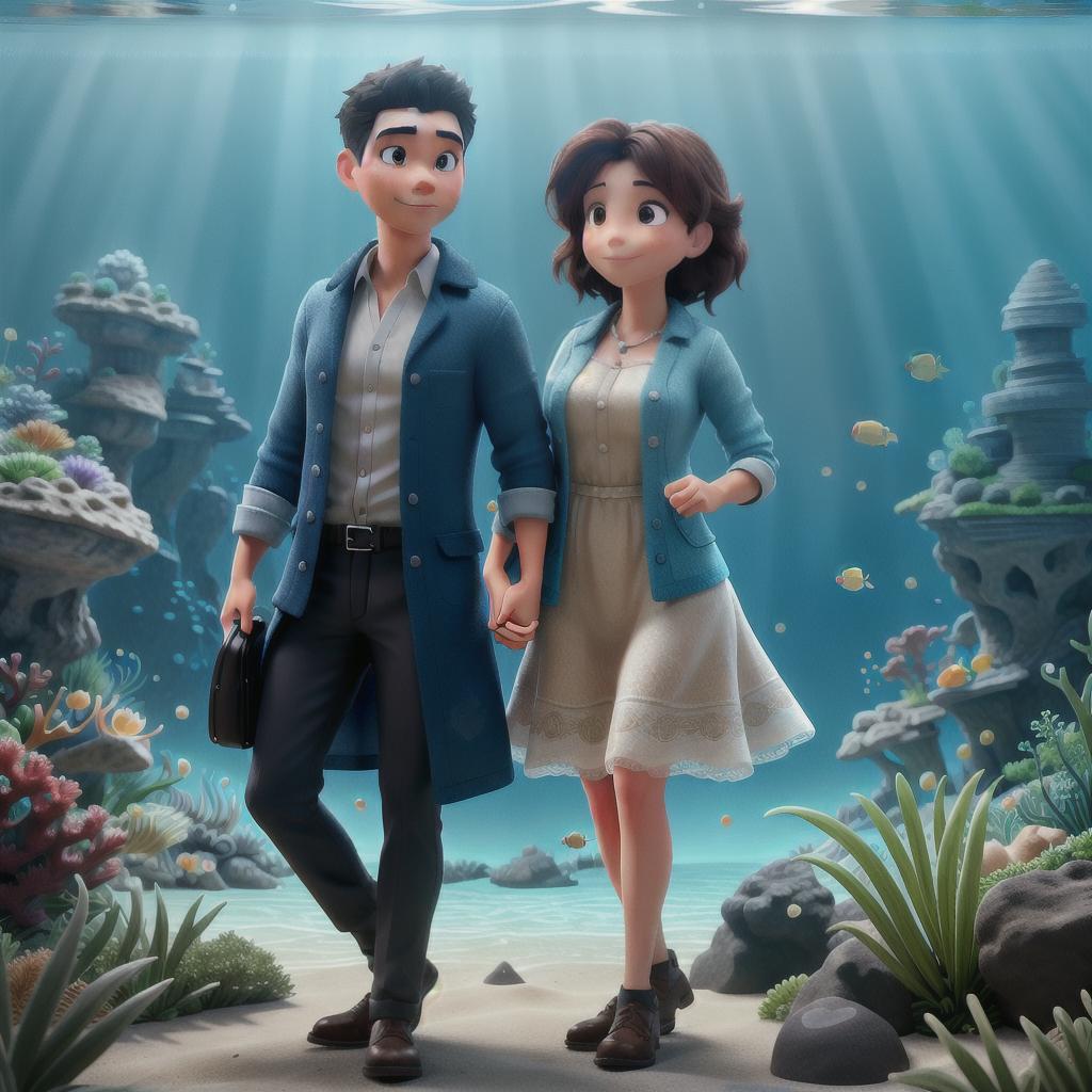  "A young child and his mother arriving on an island and meeting various friendly sea creatures, while experiencing magical underwater adventures, full of wonder and excitement." hyperrealistic, full body, detailed clothing, highly detailed, cinematic lighting, stunningly beautiful, intricate, sharp focus, f/1. 8, 85mm, (centered image composition), (professionally color graded), ((bright soft diffused light)), volumetric fog, trending on instagram, trending on tumblr, HDR 4K, 8K