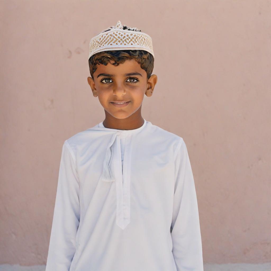  film still, portrait of omani boy, pixie haircut, salon photography
