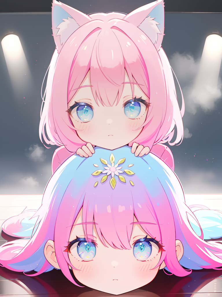  Cat ears, pink hair, china clothing, eye color blue, alone, bob hair, cute, face up, masterpiece, best quality,8k,ultra detailed,high resolution,an extremely delicate and beautiful,hyper detail hyperrealistic, full body, detailed clothing, highly detailed, cinematic lighting, stunningly beautiful, intricate, sharp focus, f/1. 8, 85mm, (centered image composition), (professionally color graded), ((bright soft diffused light)), volumetric fog, trending on instagram, trending on tumblr, HDR 4K, 8K