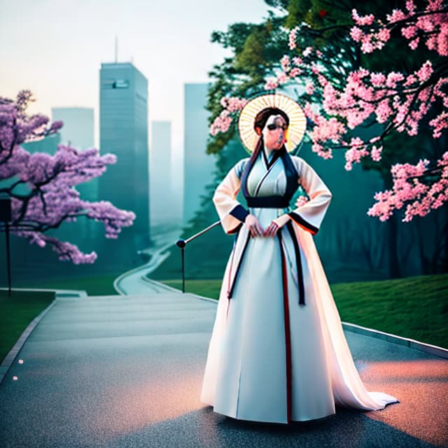  Photos, full body photos, reasonable situation, security guards, Hanfu, side perspective hyperrealistic, full body, detailed clothing, highly detailed, cinematic lighting, stunningly beautiful, intricate, sharp focus, f/1. 8, 85mm, (centered image composition), (professionally color graded), ((bright soft diffused light)), volumetric fog, trending on instagram, trending on tumblr, HDR 4K, 8K
