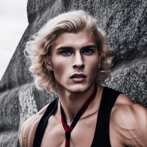 portrait+ style russian queer fitness model blonde very cute dude face