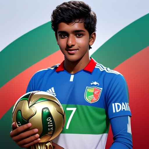  A young Maldivian boy winning the World Cup for his country his named is Maain his jersey number is 7