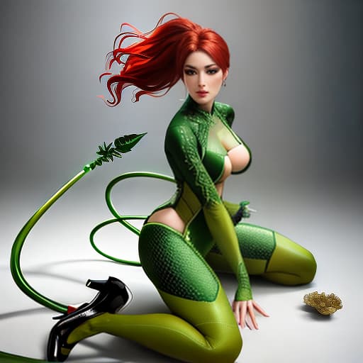  Poison ivy costume Apply the Following Styles Comic hyperrealistic, full body, detailed clothing, highly detailed, cinematic lighting, stunningly beautiful, intricate, sharp focus, f/1. 8, 85mm, (centered image composition), (professionally color graded), ((bright soft diffused light)), volumetric fog, trending on instagram, trending on tumblr, HDR 4K, 8K