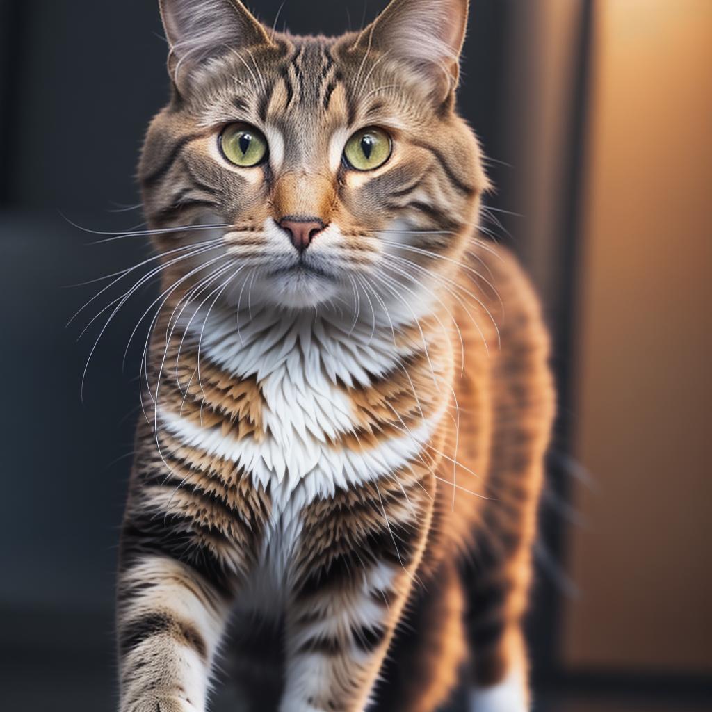  @PB_ImgGenBot Cat hyperrealistic, full body, detailed clothing, highly detailed, cinematic lighting, stunningly beautiful, intricate, sharp focus, f/1. 8, 85mm, (centered image composition), (professionally color graded), ((bright soft diffused light)), volumetric fog, trending on instagram, trending on tumblr, HDR 4K, 8K