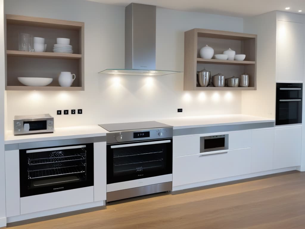  An ultradetailed image showcasing a sleek, modern kitchen with adaptive appliances designed for baking, such as a lowered countertop with easy wheelchair access, braille labels on the oven and mixer, and adjustable shelving units. The color scheme is a calming blend of whites, grays, and soft pastels, with subtle undercabinet lighting highlighting the functionality of the space. The image exudes a sense of inclusivity and innovation, perfectly complementing the article's focus on adaptive kitchen appliances for baking. hyperrealistic, full body, detailed clothing, highly detailed, cinematic lighting, stunningly beautiful, intricate, sharp focus, f/1. 8, 85mm, (centered image composition), (professionally color graded), ((bright soft diffused light)), volumetric fog, trending on instagram, trending on tumblr, HDR 4K, 8K