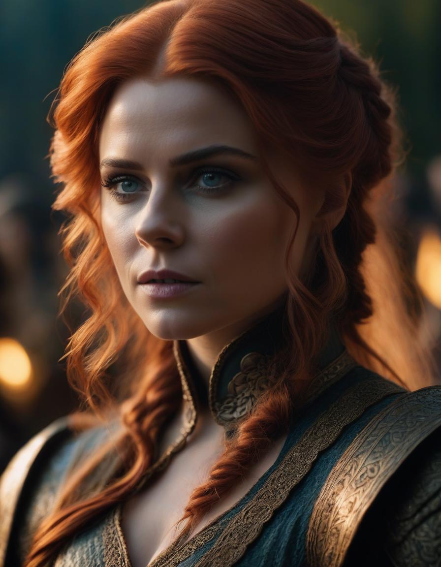  cinematic film still The Tudor era, a tragic frame from the film, the most detailed image, emphasis on faces, Chloe Grace Moretz with light red long curly hair, dressed as Triss Merrigold from the game The Witcher 3 in anger leads an attack of armed warrior knights, maximum detail, small details, especially carefully drawn faces and emotions, the strictest matching the request, historical costumes are reproduced as accurately as possible, weak dramatic lighting, mud, heavy rain, dark dense gloomy forest around, . shallow depth of field, vignette, highly detailed, high budget, bokeh, cinemascope, moody, epic, gorgeous, film grain, grainy hyperrealistic, full body, detailed clothing, highly detailed, cinematic lighting, stunningly beautiful, intricate, sharp focus, f/1. 8, 85mm, (centered image composition), (professionally color graded), ((bright soft diffused light)), volumetric fog, trending on instagram, trending on tumblr, HDR 4K, 8K