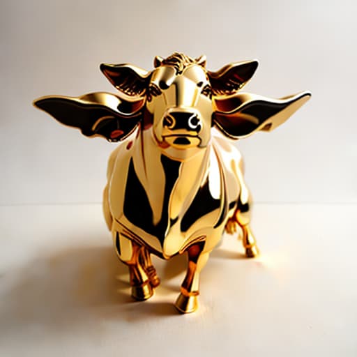  golden statue of a super cow, best quality, masterpiece