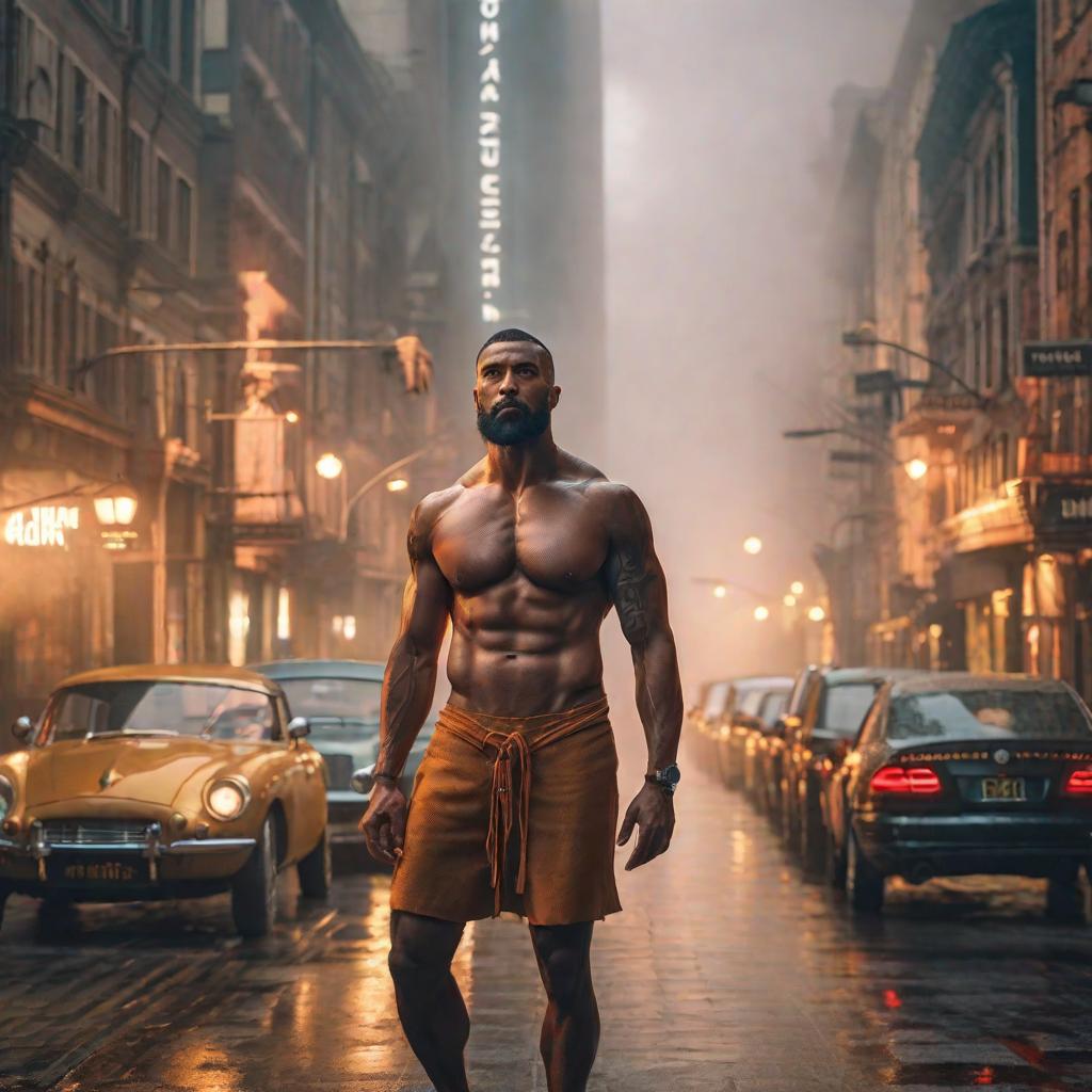  Man naked hyperrealistic, full body, detailed clothing, highly detailed, cinematic lighting, stunningly beautiful, intricate, sharp focus, f/1. 8, 85mm, (centered image composition), (professionally color graded), ((bright soft diffused light)), volumetric fog, trending on instagram, trending on tumblr, HDR 4K, 8K