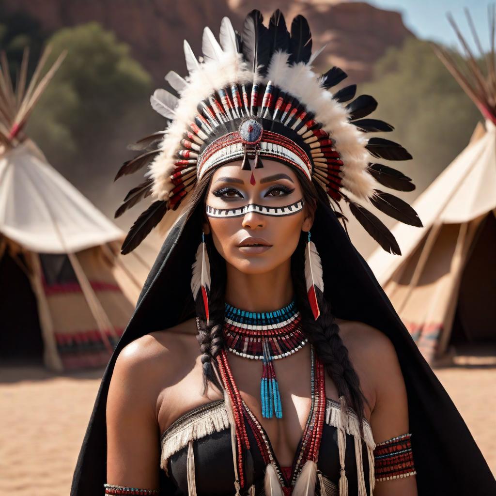  I would like you to create a logo design featuring a native robber with a face cover over the eyes only, wearing a black hood with a feather head dress, and a teepee incorporated into the design below the head dress. The native robber should have only the eyes visible and the logo should be stylized creatively to represent the concept effectively. The overall design should embody a sleek and modern look while retaining the native and tribal elements. hyperrealistic, full body, detailed clothing, highly detailed, cinematic lighting, stunningly beautiful, intricate, sharp focus, f/1. 8, 85mm, (centered image composition), (professionally color graded), ((bright soft diffused light)), volumetric fog, trending on instagram, trending on tumblr, HDR 4K, 8K