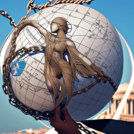  A globe with chains breaking apart, symbolizing the breaking free from oppression and restrictions. Around the globe, depict various symbols of freedom, such as a dove, a torch, and people of diverse backgrounds holding hands. Include iconic landmarks from different countries in the background to represent global unity in the pursuit of freedom.