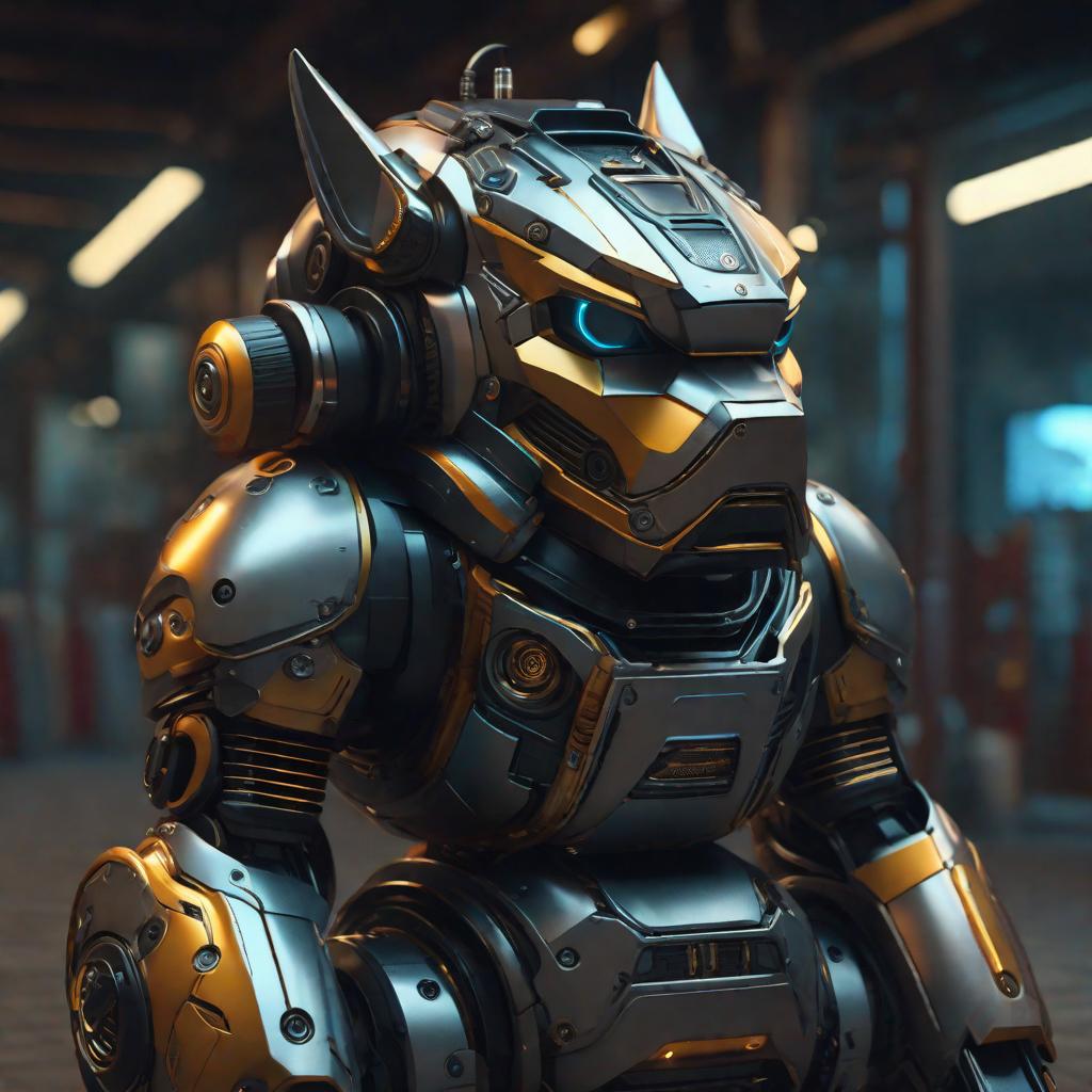  big heavy, very fat robot, dog-face mask, barrel on spine, cute, hyper detail, full HD hyperrealistic, full body, detailed clothing, highly detailed, cinematic lighting, stunningly beautiful, intricate, sharp focus, f/1. 8, 85mm, (centered image composition), (professionally color graded), ((bright soft diffused light)), volumetric fog, trending on instagram, trending on tumblr, HDR 4K, 8K