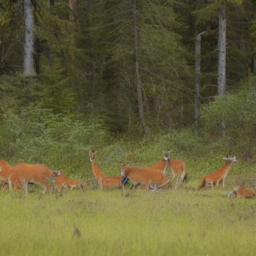  Picture of a group of wild animals in the middle of the forest