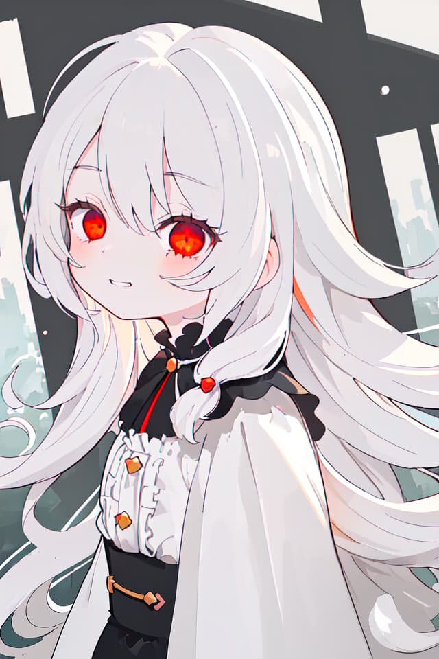  ultra detailed:1.2masterpiece:1.2,best quality,masterpiece,bestquality,hdr:1.1,8k:1.1,very cute girl:1.3,white hair:1.3,very long hair,volume hair:0.7,flare hair:1.2,curly hair:1.4,red eyes,bad mood:1.3,sleepy eyes:1.2,dot close mouth:1.3,upper body:1.3,dutch angle,half closed eyes:1.8,sulking:1.6,bored:1.3,upper body:1.1,from side,from above ,grin:0.6,looking viewer