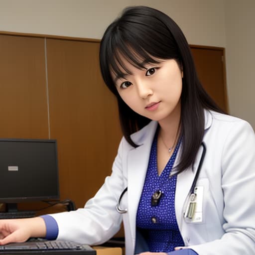  Japanese big-ed female doctor in her early 20s in a examining a .