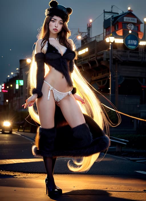  , cute , , E cup, , garter belt, station platform, fake fur hat, (Masterpiece, BestQuality:1.3), (ultra detailed:1.2), (hyperrealistic:1.3), (RAW photo:1.2),High detail RAW color photo, professional photograph, (Photorealistic:1.4), (realistic:1.4), ,professional lighting, (japanese), beautiful face, (realistic face)