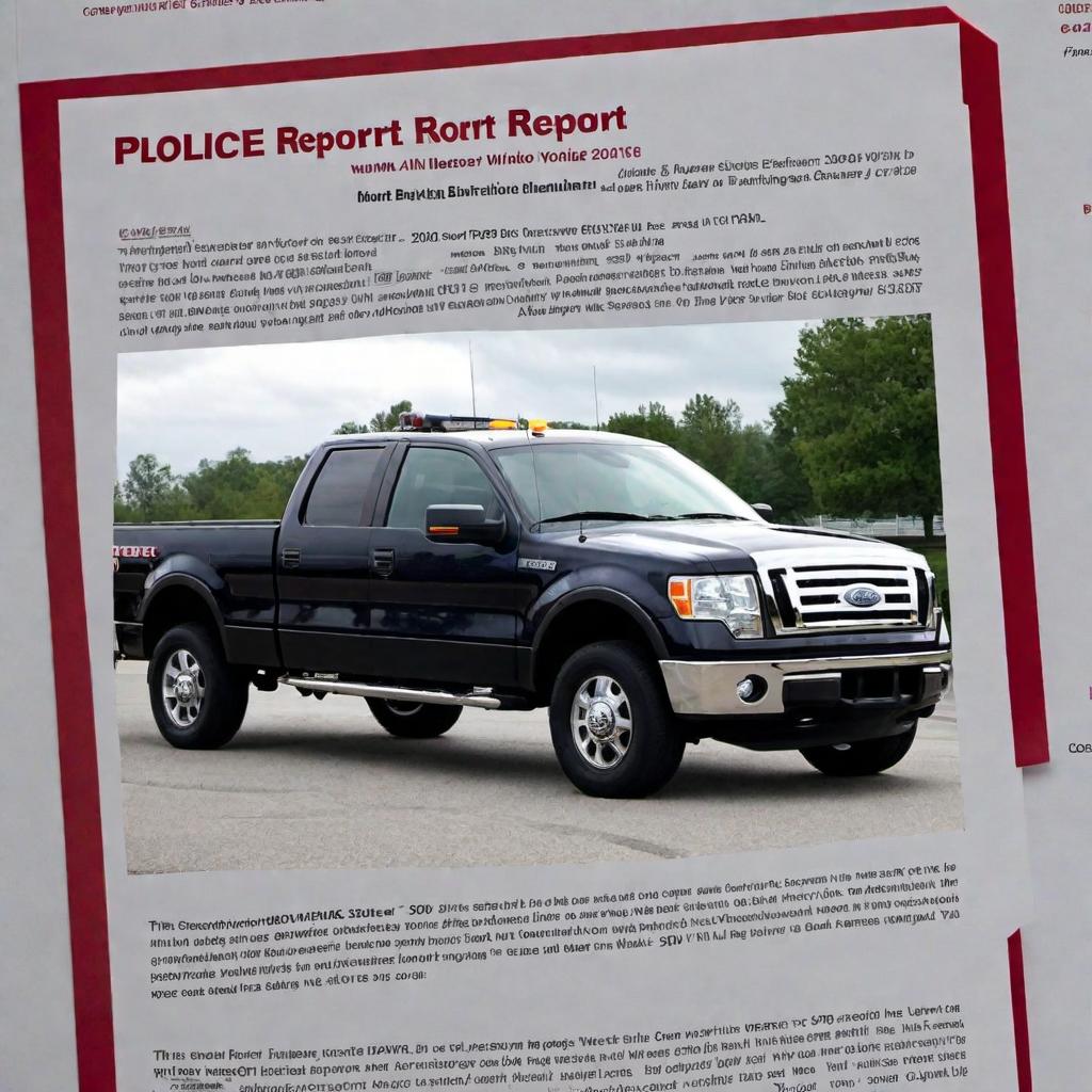  Create an image of a police report. The report should look official and contain the following text: The 2008 red Ford F150 showed no signs of external damage; however, the vehicle's rear window appeared to have been pried open. Brittany and Alisha Daughtry were informed that the Racetrack could not store their disabled vehicle. Consequently, Kaufman's Towing was contacted to transport the truck to a secure, undisclosed location. The victims were advised to maintain communication with the Florida Wildlife Commission and provide any new information that may surface. The Osceola County Sheriff's Department will continue the investigation. Report Concluded by: Officer Payne Florida Wildlife Commission April 29, 2024 The image should also in hyperrealistic, full body, detailed clothing, highly detailed, cinematic lighting, stunningly beautiful, intricate, sharp focus, f/1. 8, 85mm, (centered image composition), (professionally color graded), ((bright soft diffused light)), volumetric fog, trending on instagram, trending on tumblr, HDR 4K, 8K