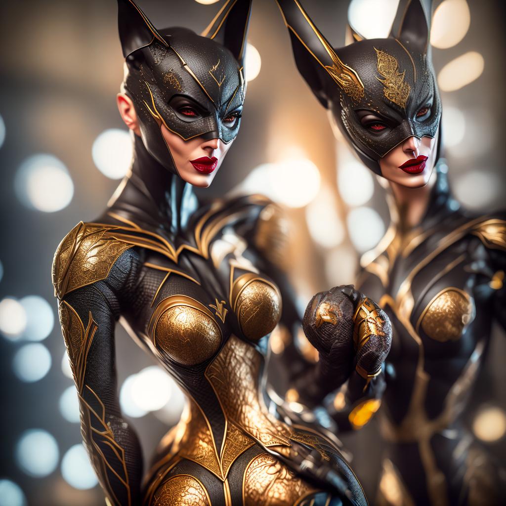 estilovintedois bat woman hyperrealistic, full body, detailed clothing, highly detailed, cinematic lighting, stunningly beautiful, intricate, sharp focus, f/1. 8, 85mm, (centered image composition), (professionally color graded), ((bright soft diffused light)), volumetric fog, trending on instagram, trending on tumblr, HDR 4K, 8K