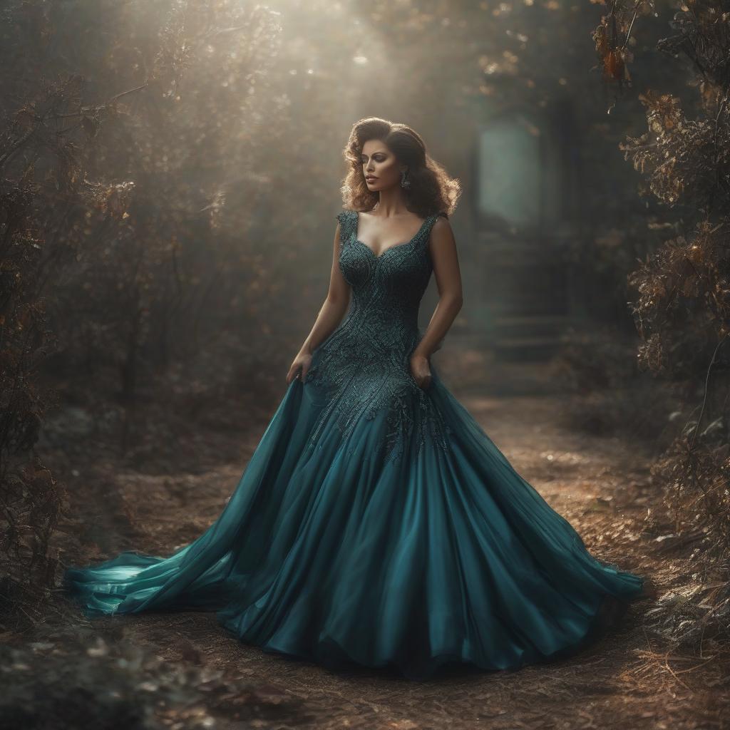  Vintage sad beauty in black aquamarine dress from the 1970s. hyperrealistic, full body, detailed clothing, highly detailed, cinematic lighting, stunningly beautiful, intricate, sharp focus, f/1. 8, 85mm, (centered image composition), (professionally color graded), ((bright soft diffused light)), volumetric fog, trending on instagram, trending on tumblr, HDR 4K, 8K