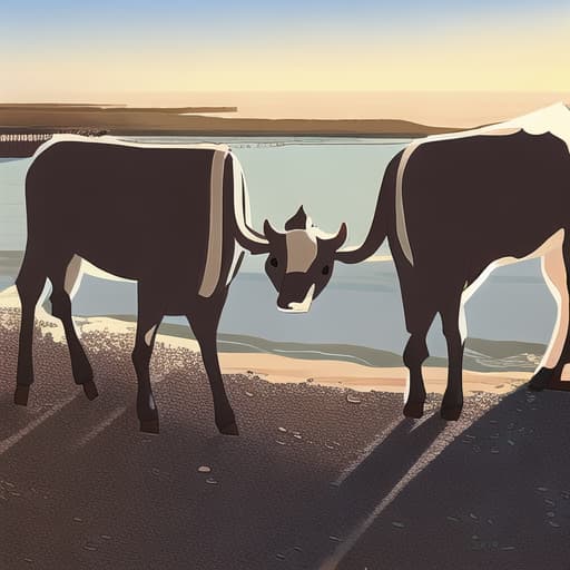  cows trying to make friends, surrealism