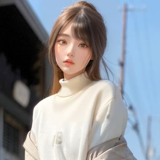  Beautiful 1girl,((realistic)), ((photo)), ((long hair)), ((straight hair)), ((black hair)), ((bangs hair)), ((no highlights hair)),(beige jacket), (white sweater), (beige pleated skirt), (black boots), (orange socks), beautiful eye, focus on face, masterpiece, high quality, best quality, highly detailed, insanely detailed, 4K hyperrealistic, full body, detailed clothing, highly detailed, cinematic lighting, stunningly beautiful, intricate, sharp focus, f/1. 8, 85mm, (centered image composition), (professionally color graded), ((bright soft diffused light)), volumetric fog, trending on instagram, trending on tumblr, HDR 4K, 8K