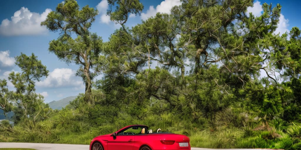 portrait+ style A red c63s 2021 cabriolet car hyperrealistic, full body, detailed clothing, highly detailed, cinematic lighting, stunningly beautiful, intricate, sharp focus, f/1. 8, 85mm, (centered image composition), (professionally color graded), ((bright soft diffused light)), volumetric fog, trending on instagram, trending on tumblr, HDR 4K, 8K