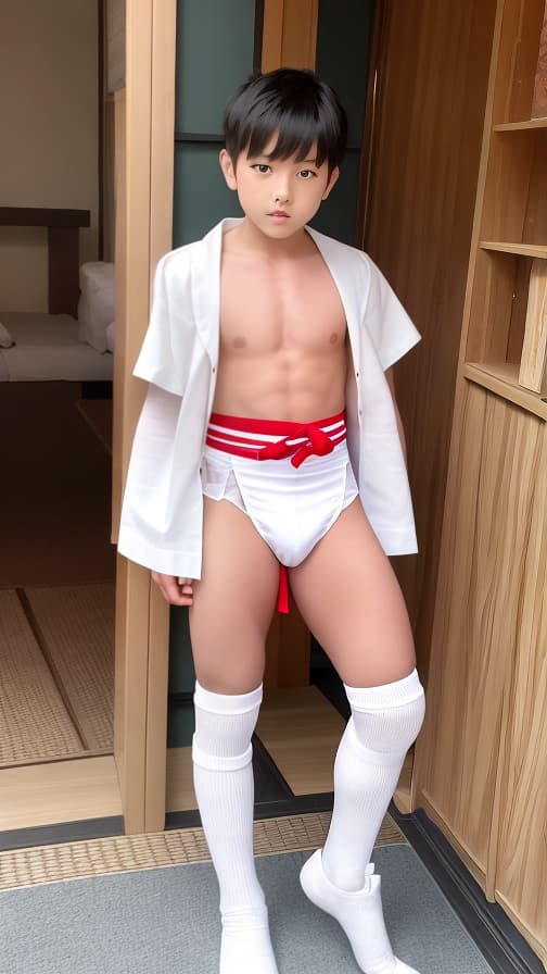  6th grader White high socks loincloth Cloth loincloth Ryokan boy