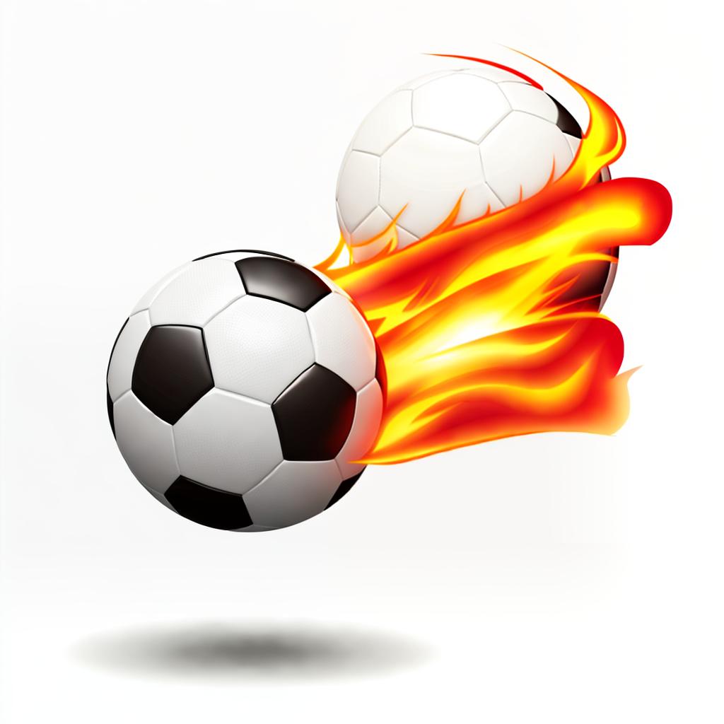  A white background with an iconic soccer ball ablaze in flames, vector art style. professional design, best quality, masterpiece