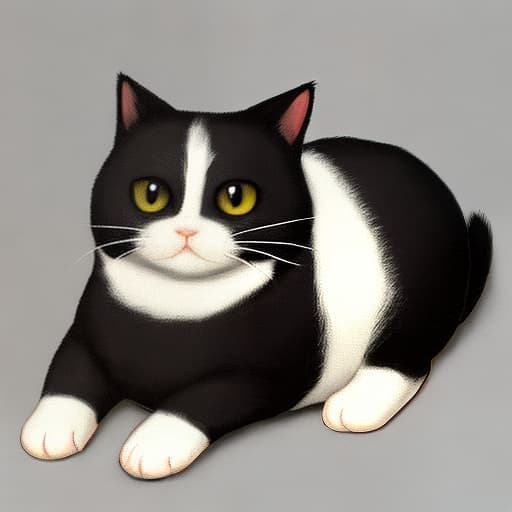  A fat black and white cat,