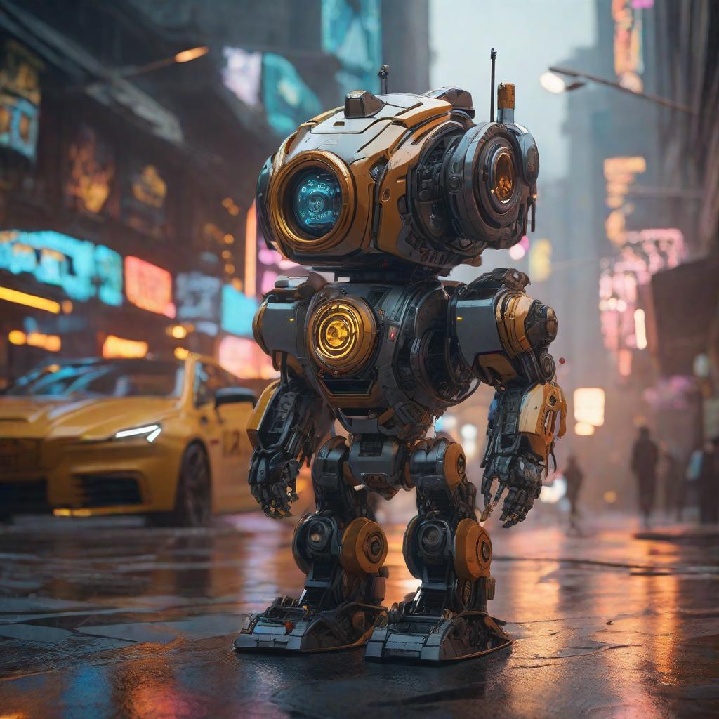  cute little robot, portrait, cyberpunk, hyper detailed, digital art, trending in artstation, cinematic lighting, studio quality, smooth render, unreal engine 5 rendered, octane rendered, art style by klimt and nixeu and ian sprigger and wlop and krenz cushart hyperrealistic, full body, detailed clothing, highly detailed, cinematic lighting, stunningly beautiful, intricate, sharp focus, f/1. 8, 85mm, (centered image composition), (professionally color graded), ((bright soft diffused light)), volumetric fog, trending on instagram, trending on tumblr, HDR 4K, 8K