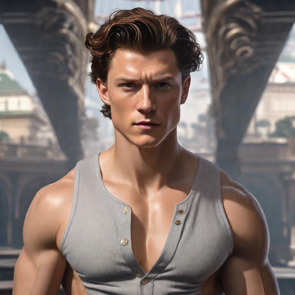  Tom holland desnudo, realistic, portrait, art by donato giancola and greg rutkowski, realistic face, digital art, trending on artstation hyperrealistic, full body, detailed clothing, highly detailed, cinematic lighting, stunningly beautiful, intricate, sharp focus, f/1. 8, 85mm, (centered image composition), (professionally color graded), ((bright soft diffused light)), volumetric fog, trending on instagram, trending on tumblr, HDR 4K, 8K