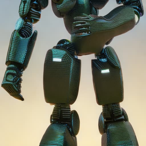 analog style Ecliptor  he is a black humanoid  robot with green and he has a big pelvis and a green sword
