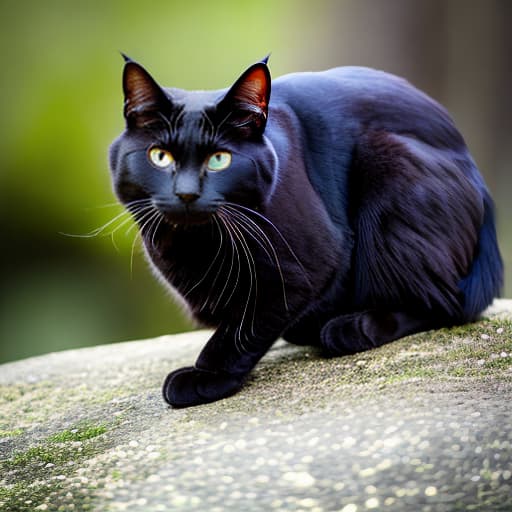 redshift style black Bombay cat sitting upright on its behind. hind legs outstretched in front of body. eyes are yellow. pupils are the shape of a half moon hyperrealistic, full body, detailed clothing, highly detailed, cinematic lighting, stunningly beautiful, intricate, sharp focus, f/1. 8, 85mm, (centered image composition), (professionally color graded), ((bright soft diffused light)), volumetric fog, trending on instagram, trending on tumblr, HDR 4K, 8K