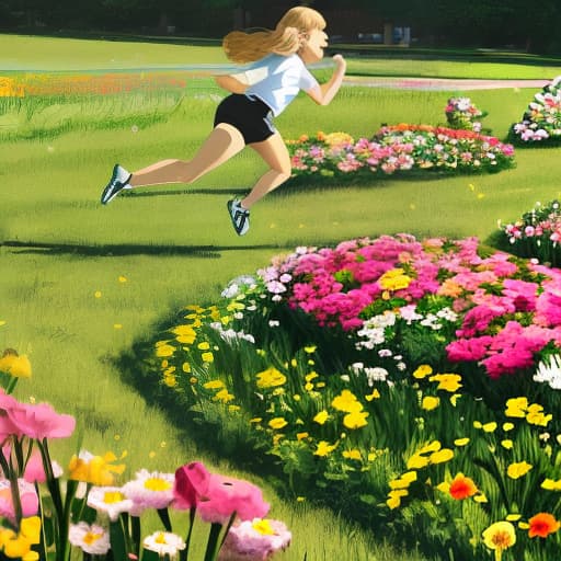  Flowers, laughter, sunshine, grass, telling, flowers, singing, running