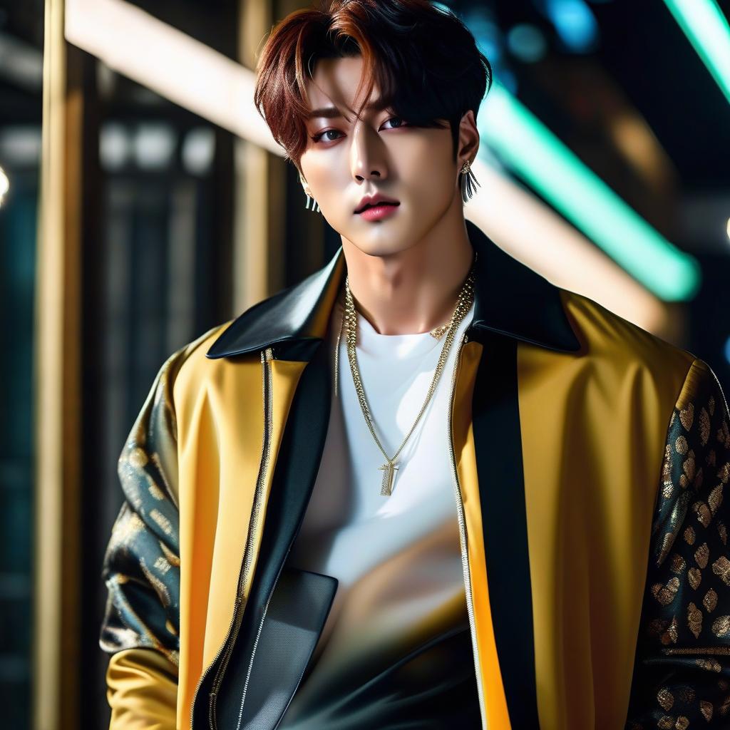  Realistic photo, high detail, Jeon Jungkook of BTS, proportionate body and face, correct anatomy, toned figure, cinematic. hyperrealistic, full body, detailed clothing, highly detailed, cinematic lighting, stunningly beautiful, intricate, sharp focus, f/1. 8, 85mm, (centered image composition), (professionally color graded), ((bright soft diffused light)), volumetric fog, trending on instagram, trending on tumblr, HDR 4K, 8K