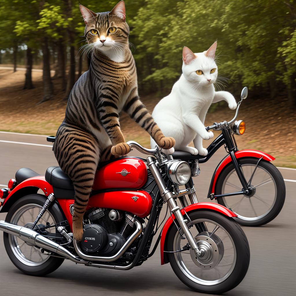  Create an stuiped cat driving a bike