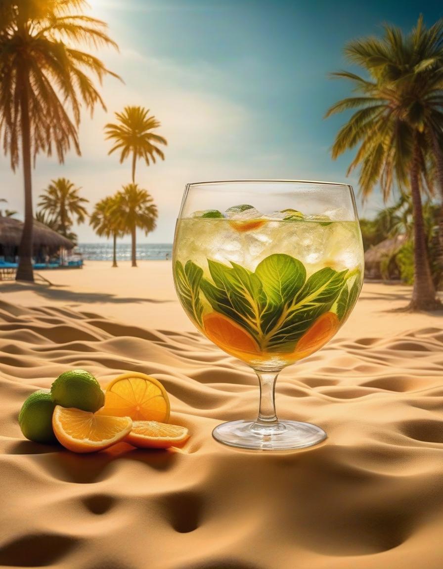  stacked papercut art of (marmalade salad), on which crystal clear water pours,there is a glass of mojito with ice,on the beach on yellow sand, clear focus, palm trees, 8k ultra hd . 3D, layered, dimensional, depth, precision cut, stacked layers, papercut, high contrast hyperrealistic, full body, detailed clothing, highly detailed, cinematic lighting, stunningly beautiful, intricate, sharp focus, f/1. 8, 85mm, (centered image composition), (professionally color graded), ((bright soft diffused light)), volumetric fog, trending on instagram, trending on tumblr, HDR 4K, 8K