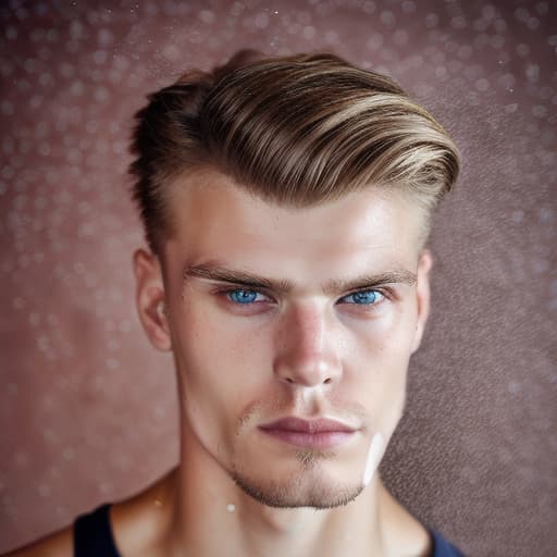 portrait+ style russian queer fitness model blonde very cute dude face