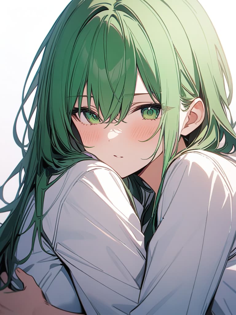  Green hair characters hugging each other and kissing each other, masterpiece, best quality,8k,ultra detailed,high resolution,an extremely delicate and beautiful,hyper detail