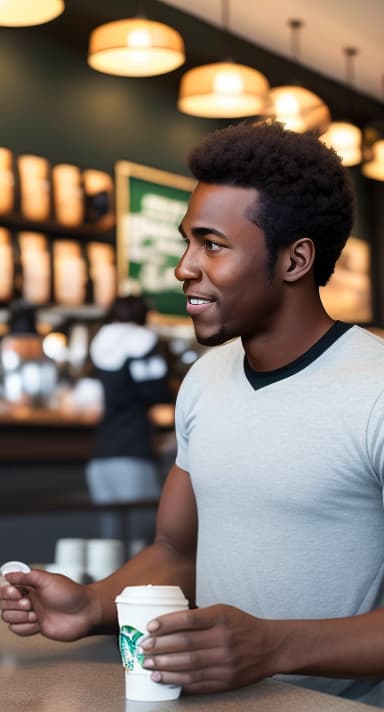  black male companion for coffee at starbucks